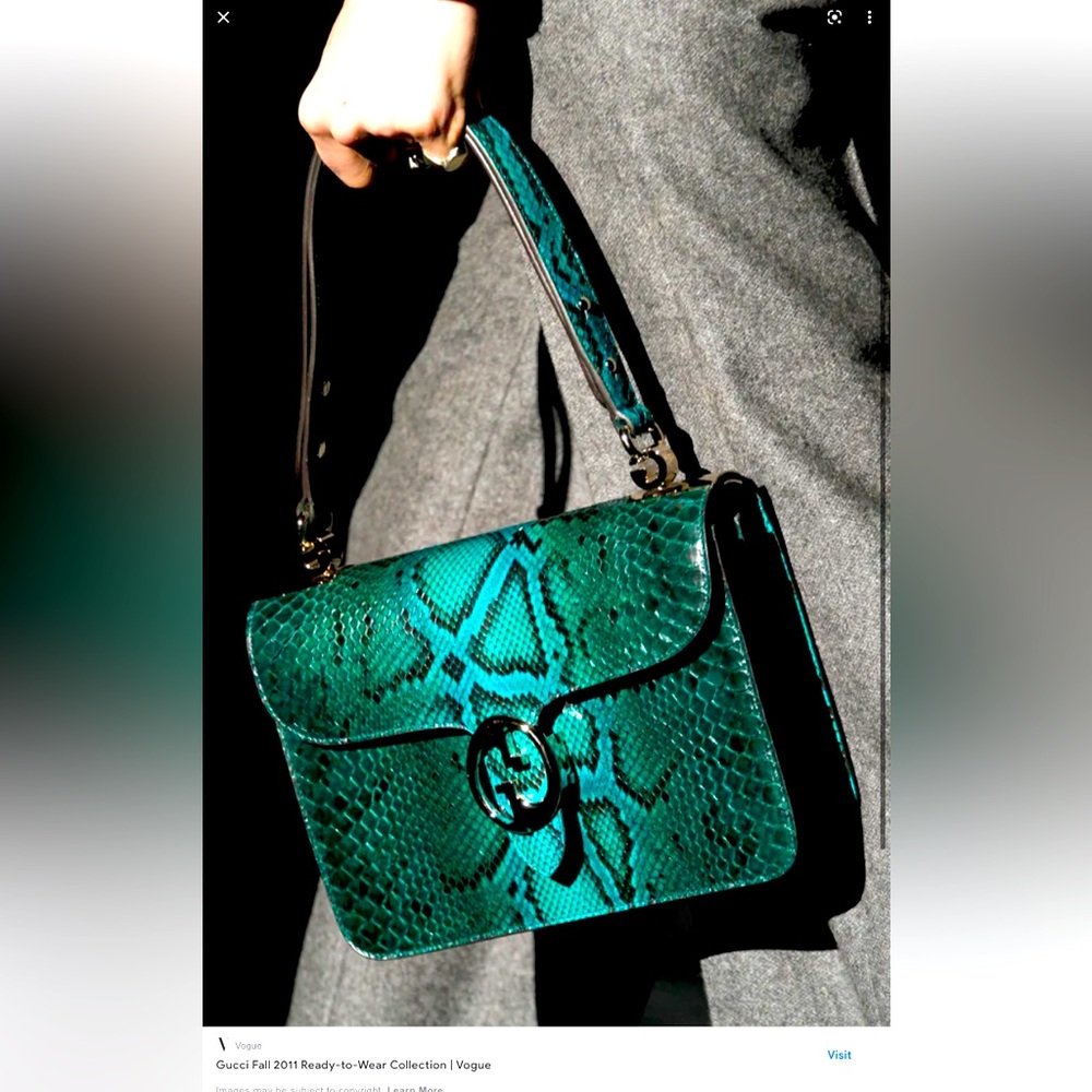 Gucci Real Python Green Medium Shoulder Bag